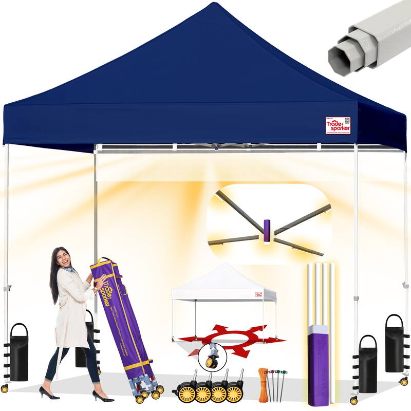 Tradesparker Ez Pop Up Canopy Tent Commercial Instant Canopies - 8X8ft without sidewall - Navy Blue