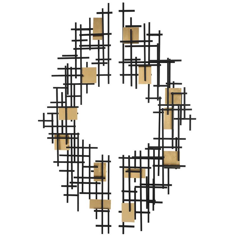 Uttermost Reflection Metal Grid Wall Decors (Set of 2) - 57.5 x 18.75 x 2.38