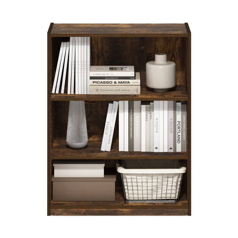 31.65 in. Tall Pine Wood 3-Shelf Bookcase
