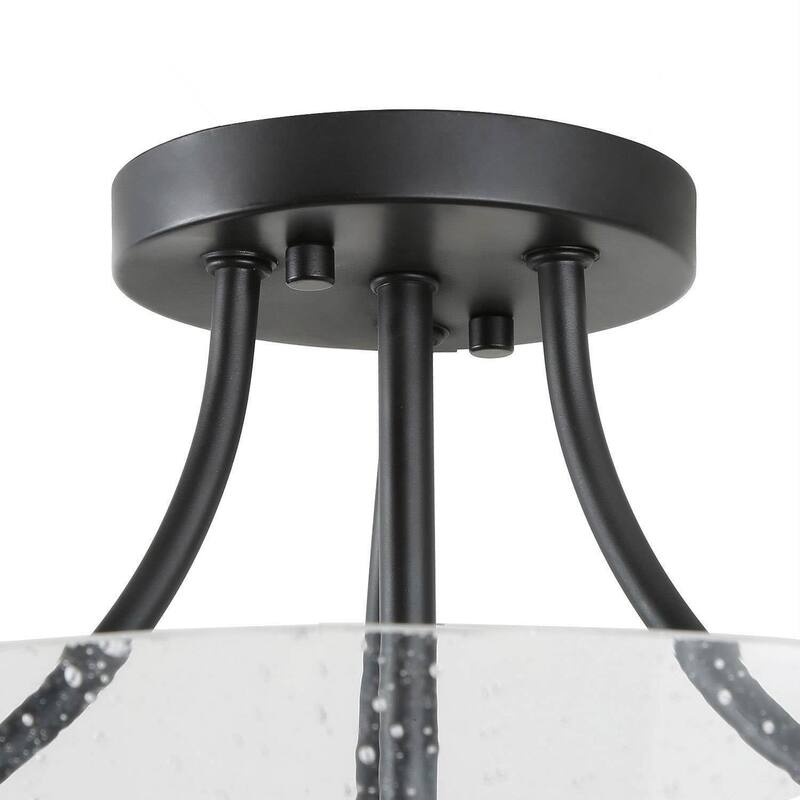 Modern Drum 3-Light Semi-Flush Mount with Seeded Glass - D13"x H10"