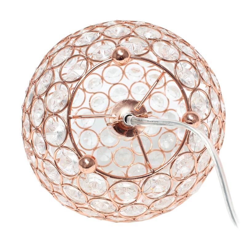 8 in. Rose Gold Finish Table Lamp, Round Lamp for End and Side Table