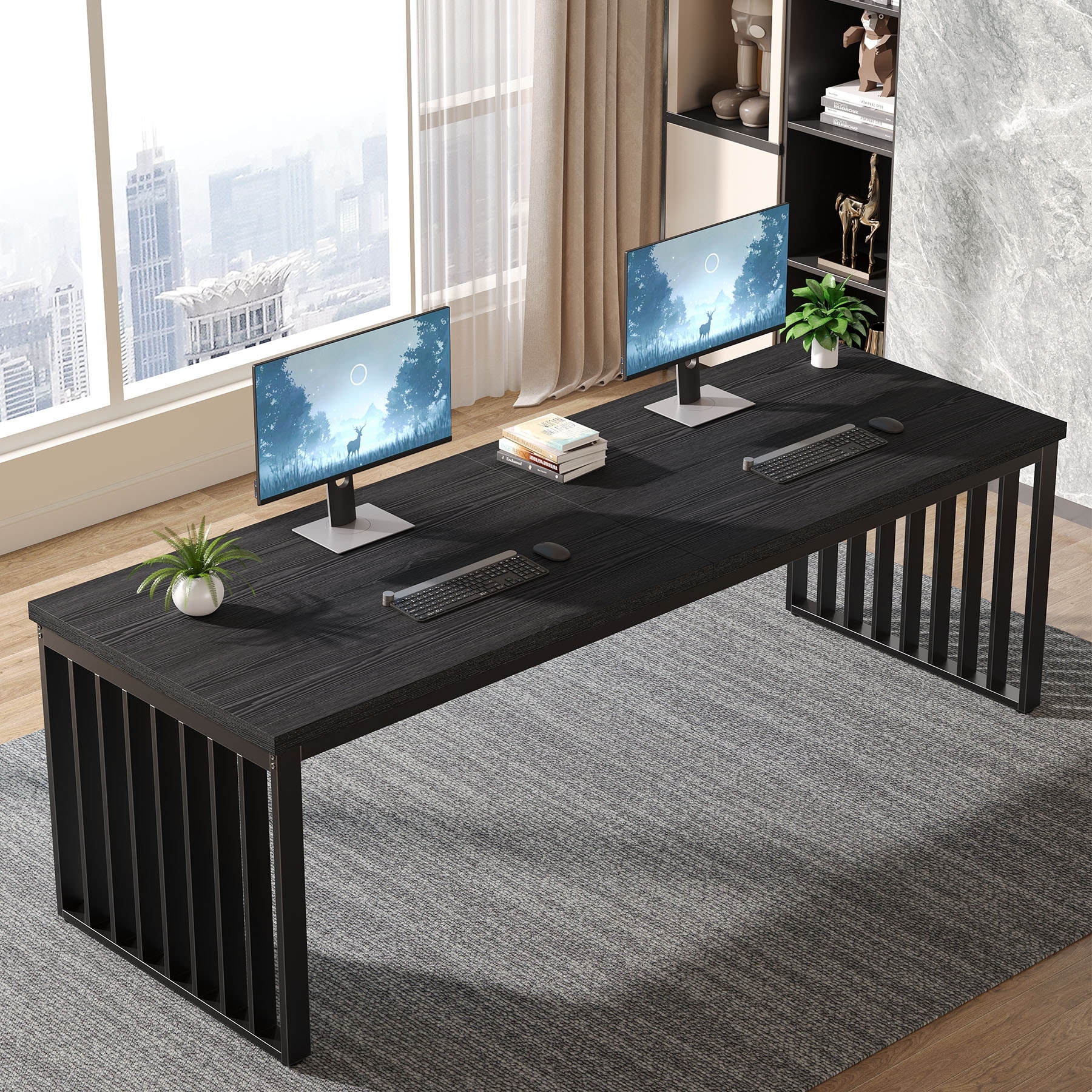 78.74-inch Long 2 Person Computer Desk Double Workstation for Home Office
