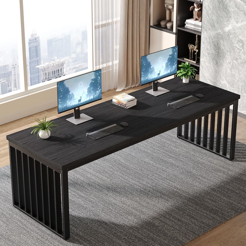 78.74-inch Long 2 Person Computer Desk Double Workstation for Home Office - Black