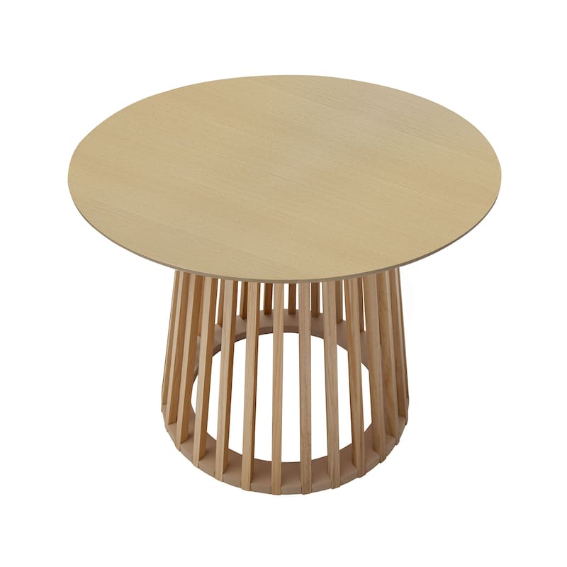 Roomfitters Round Dining Table, Modern Black Pedestal Base, Small Kitchen or Dining Room Table for 2-4 People