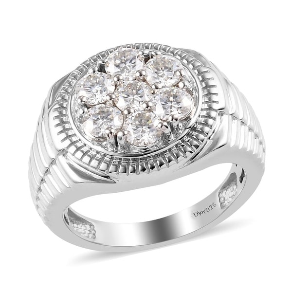 Shop LC Platinum Over 925 Silver Moissanite Ring Men Ct 1.6. Opens flyout.