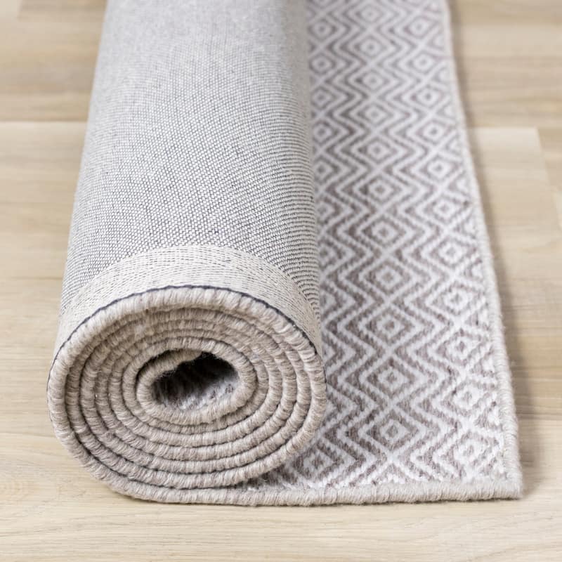 Beige Cream Diamonds Recycled Area Rug