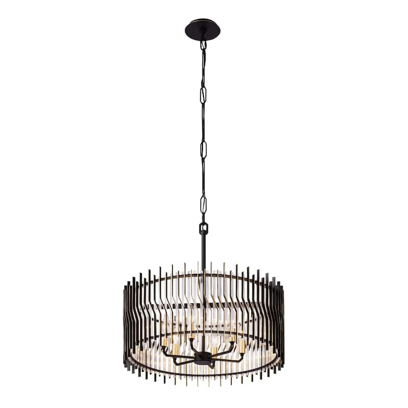 Varaluz Park Row Pendant - Matte Black/French Gold - 24"W x 11.75"H