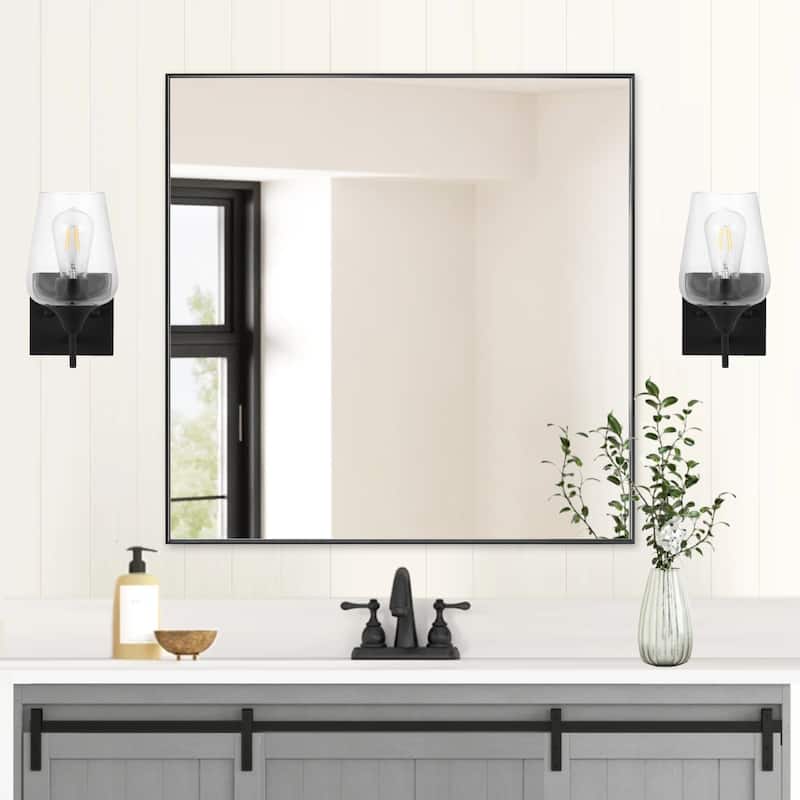 Modern Square Aluminum Framed Wall Mount Bathroom Vanity Mirror