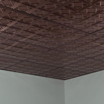 FASÄDE Traditional Style 4 Decorative Vinyl 2ft x 2ft Lay in Ceiling Panel in Oil Rubbed Bronze (5 Pack)