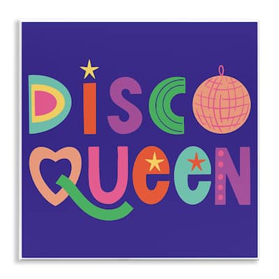 Stupell Disco Queen with Retro Letters Wall Plaque Art Design By Sazerelli Designs