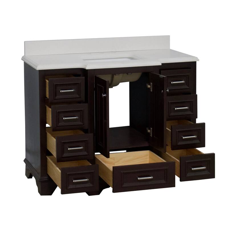 KitchenBathCollection Nantucket 48" Bathroom Vanity with Quartz Top