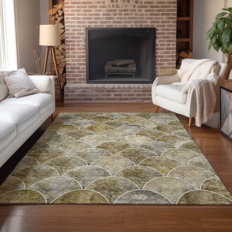 Machine Washable Indoor/ Outdoor Chantille Contemporary Rug - Taupe - 9' x 12'