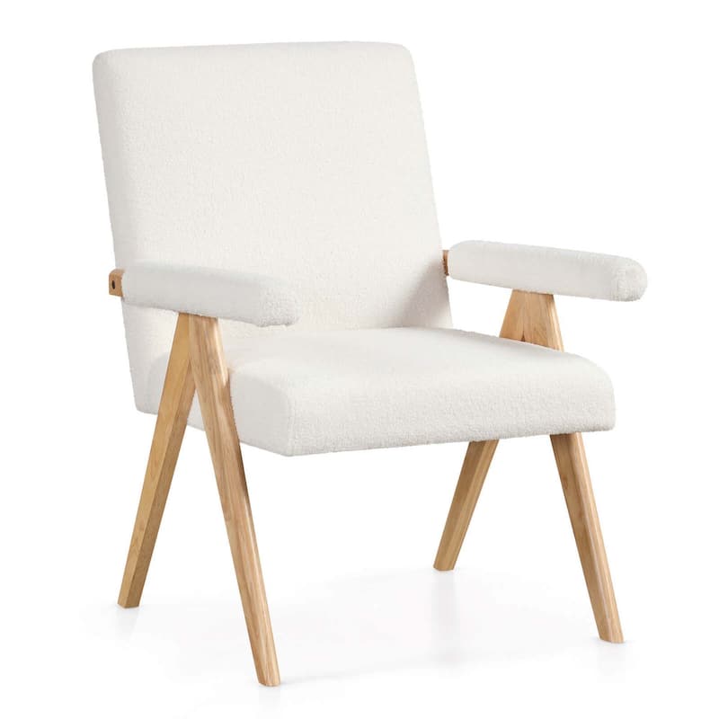 Sherpa Fabric Armchair Upholstered Reading Chair Leisure Chair - 1PCS