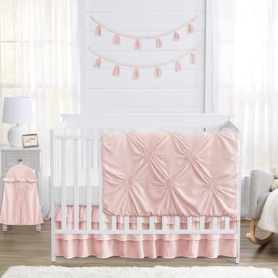 Sweet Jojo Designs Blush Pink Shabby Chic Harper Collection Girl 4-piece Bumperless Crib Bedding Set