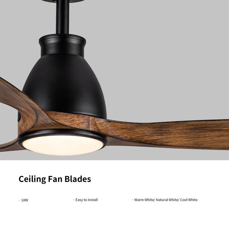 52" Remote Control LED Ceiling Fan Lighting with Reversible DC Motor