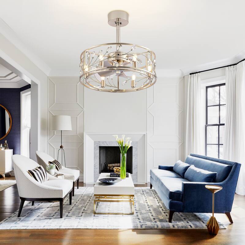 20-Inch Crystal Ceiling Fans with Light and Remote Included