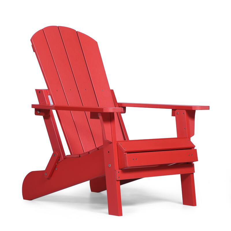 Hurley Folding Poly Plastic Adirondack Chair with Pull-out Ottoman