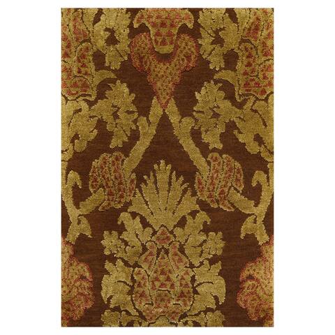 Hand Knotted KPSI Brown Tibetan Wool & Silk Oriental Area Rug (2x3) - 2' x 3'