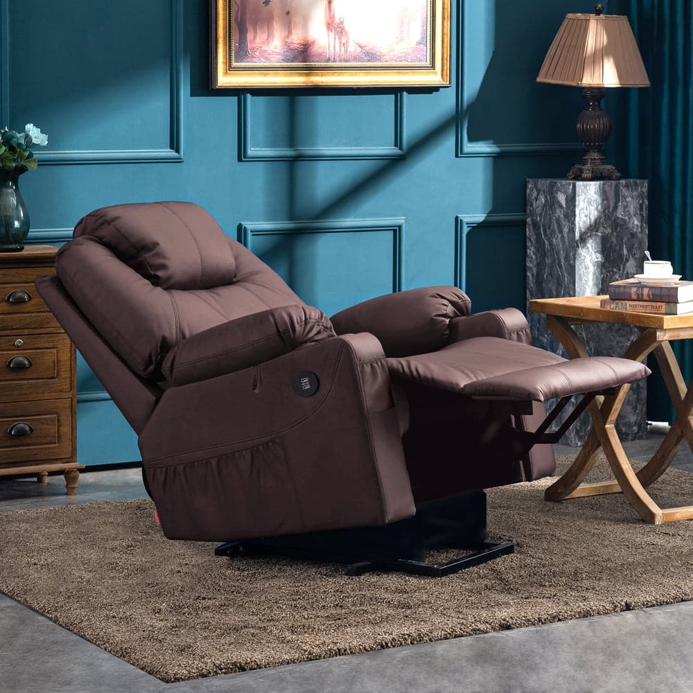 MCombo Large Power Lift Recliner Leather Chair with Massage, Heat, Cup Holders,Extended Footrest, Leather 7516