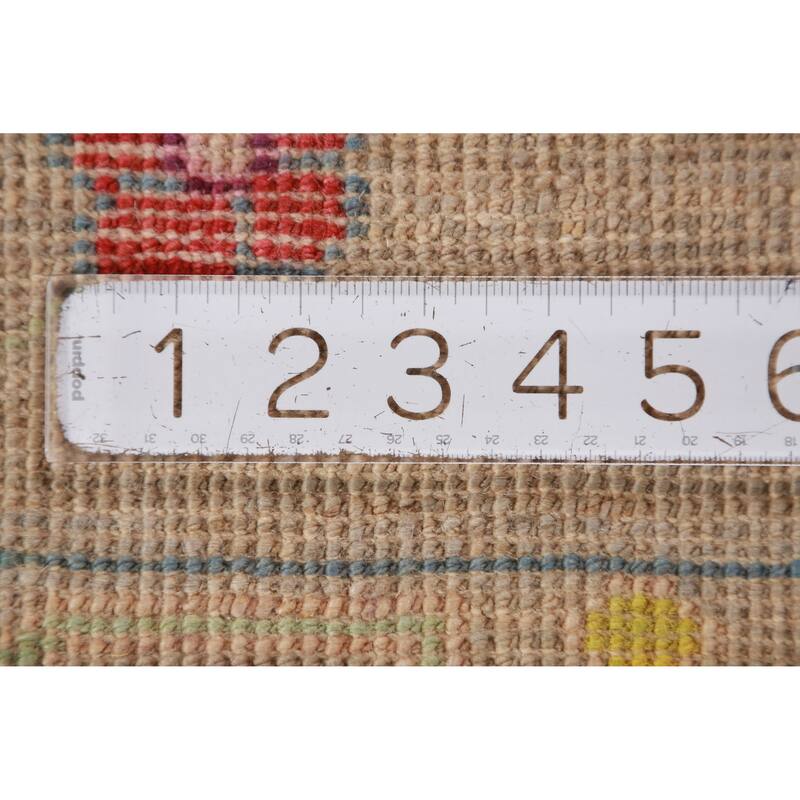 Hand Knotted Oriental 100% Wool Carpet Transitional All-Over Beige & Ivories Oushak Runner Rug - 9' 11'' X 2' 9''