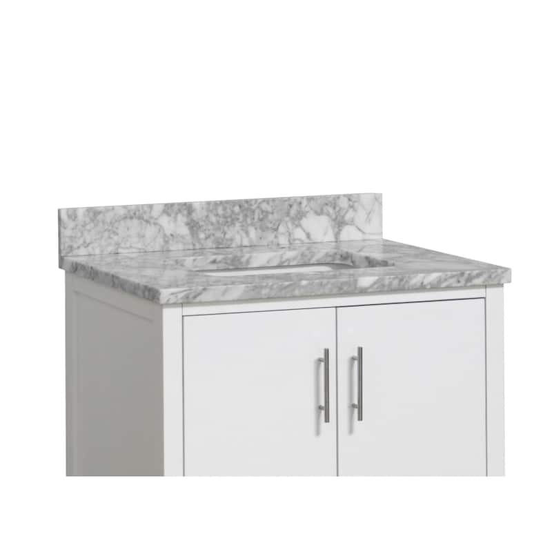 KitchenBathCollection California 30" Bathroom Vanity with Carrara Marble Top