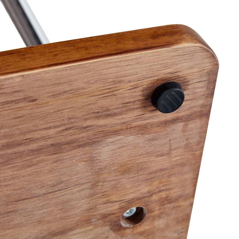 Industrial Coat Rack, Solid Wood and Stainless Steel Coat Stand with 2 Layer Storage, for Coats and Hats