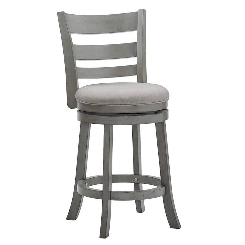 Verona Ladder Back Swivel Counter Height Stool by iNSPIRE Q Classic - Antique Grey-Grey Linen