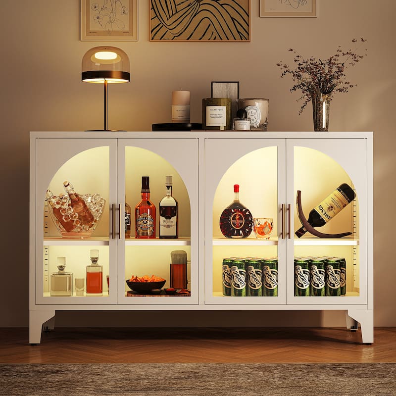 53.2"W Metal Sideboard Buffet Cabinet with Glass Doors