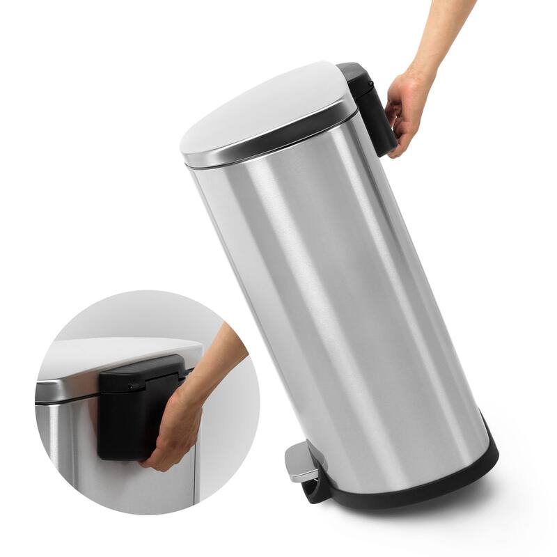 NINESTARS 13 Gallon Stainless Steel Step-On Trash Can, Half Moon Shaped SOT-50-3