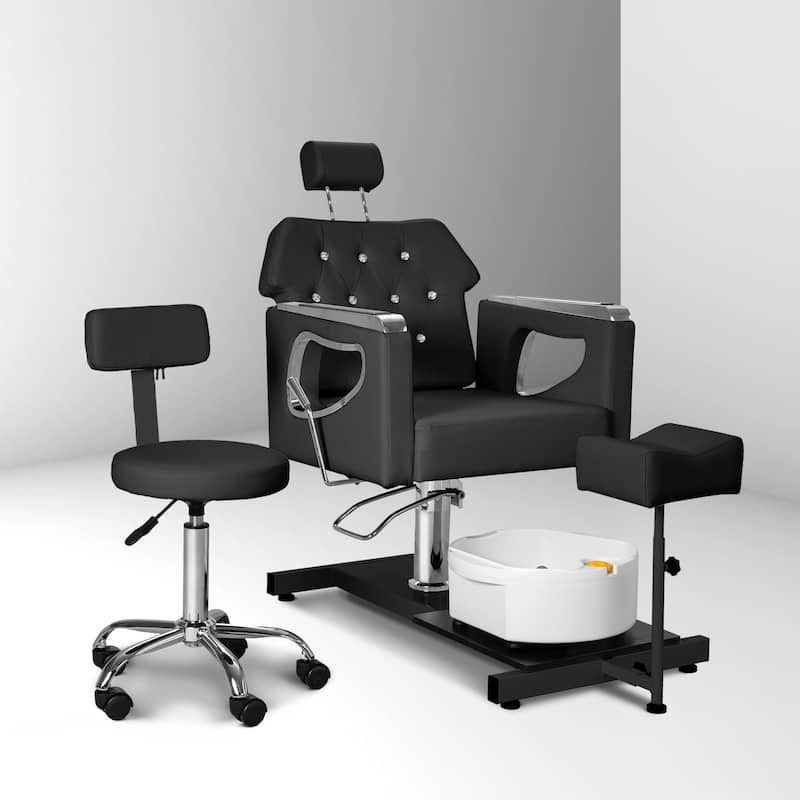 Pedicure Chair with Foot Spa Stool with Adjustable Pedicure Stand