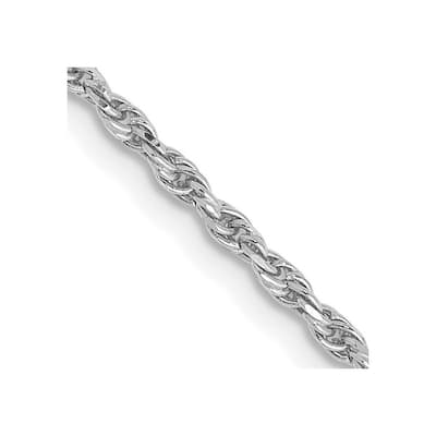 Curata 10k White Gold Solid 2mm Sparkle Cut Rope Chain Bracelet Lobster Claw