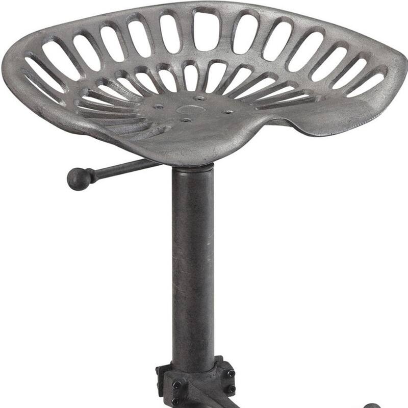 23" Black Iron Backless Adjustable Height Bar Chair