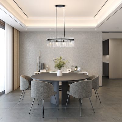 Artcraft Ava 4-Light Island-Light - Black with Clear Glass Rods Shade