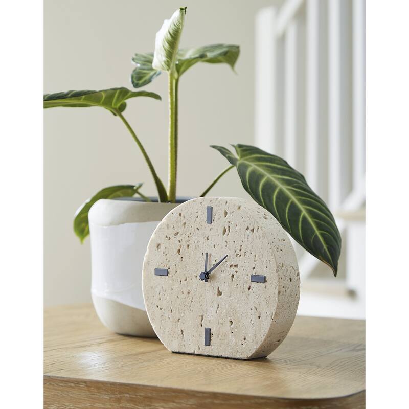 Signature Design by Ashley Donfordson Beige Table Clock (Set of 2) - 6.5" W x 1.63" D x 6" H
