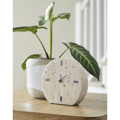 Signature Design by Ashley Donfordson Beige Table Clock (Set of 2) - 6.5" W x 1.63" D x 6" H