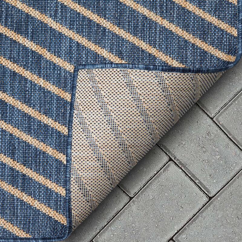 Well Woven Medusa Linden Indoor Outdoor Striped Modern Area Rug