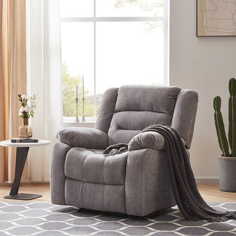 Heated Massage Linen Farbic Recliner Sofa Ergonomic Lounge with 8 Vibration Points, Tufted Back and Pillow Top Arms