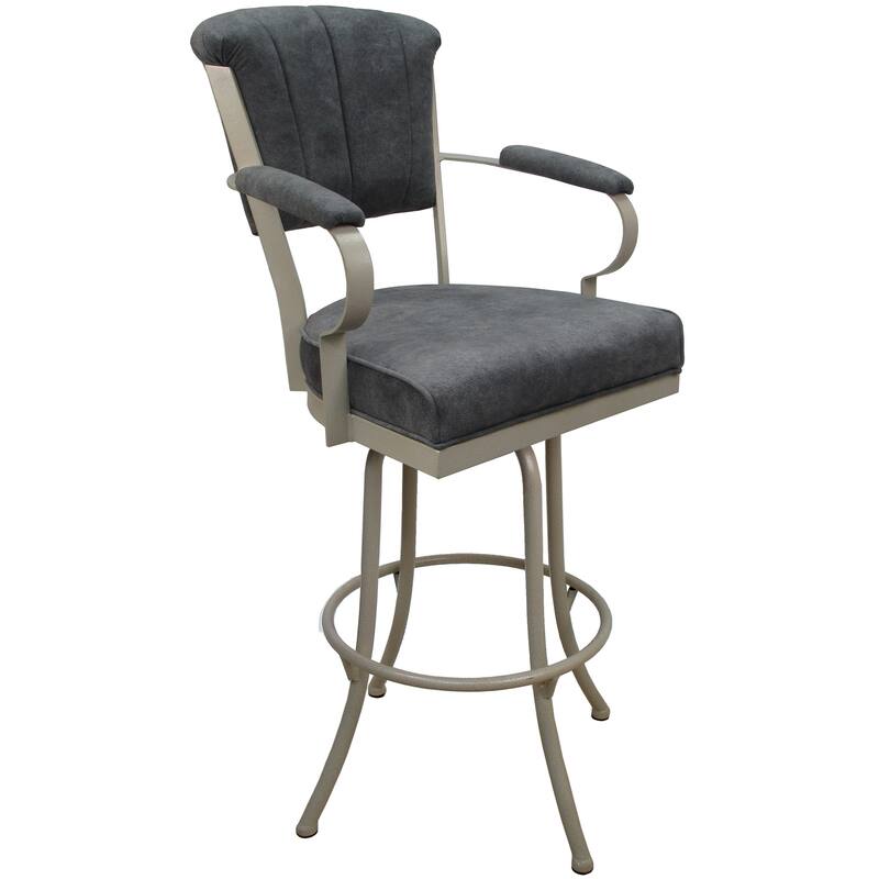 Miami Extra Tall 34" Spectator Metal Bar Stool on Noam Base - 34" Seat Height - Outlier Charcoal - Beige