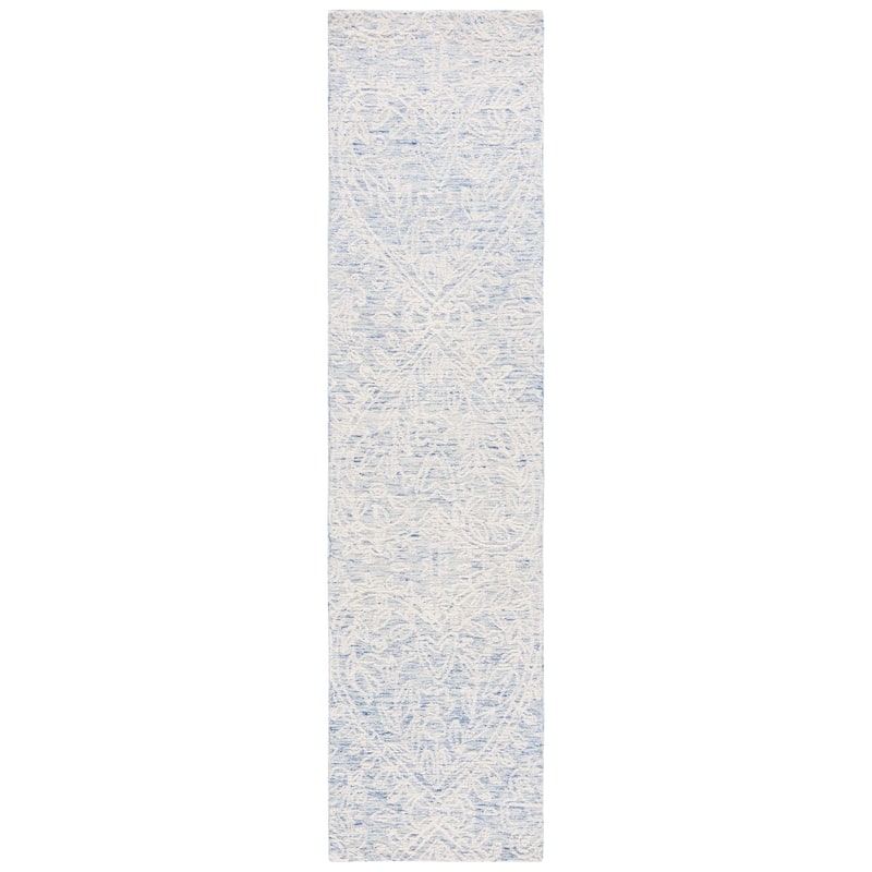 SAFAVIEH Handmade Metro Umberta Modern Wool Rug - 2'3" x 9' Runner - Blue/Ivory