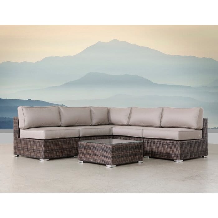 LSI Wicker Rattan 6 Piece Seating Group with Sunbrella Cushions