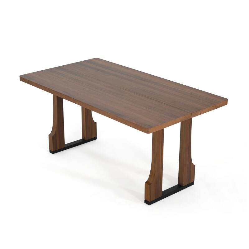 Roomfitters 63" Rectangular Dining Table with Solid Wood Top and Sturdy Double Pedestal Base, Modern Kitchen Table