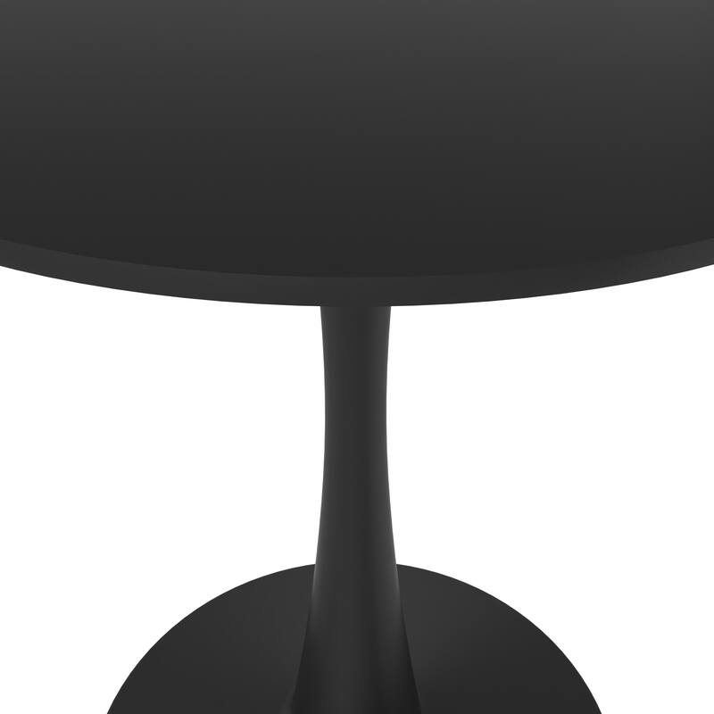 LeisureMod Bristol 24" Round Dining Table for 4 with MDF Wood Tabletop in Black Steel for Kitchen & Dining Room