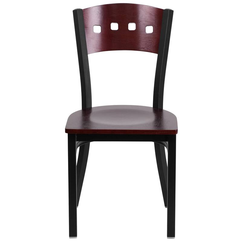 2 Pk. Decorative 4 Square Back Metal Restaurant Chair - 17"W x 21"D x 32"H - 17"W x 21"D x 32"H