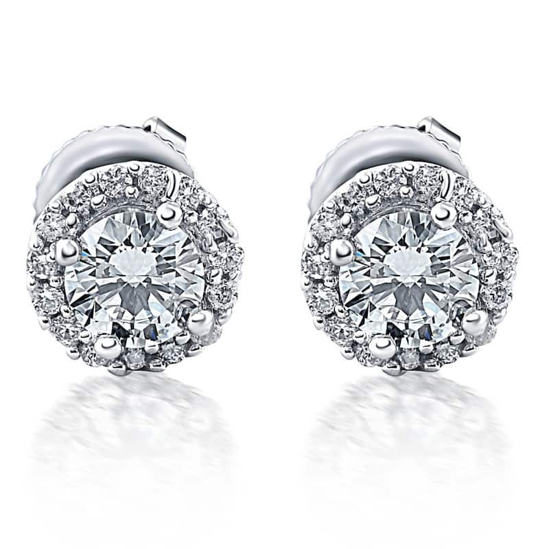 1/2ct Diamond Halo Round Brilliant Cut Studs White Gold