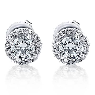 1/2ct Diamond Halo Round Brilliant Cut Studs White Gold
