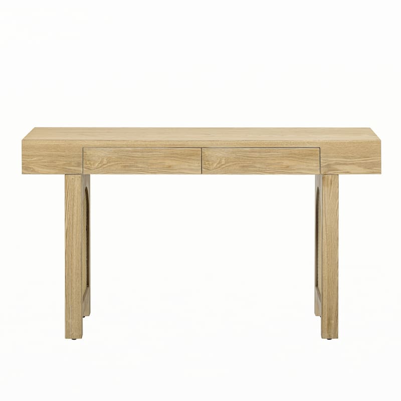 Narrow Console Table with Rattan Accent,(Natural)