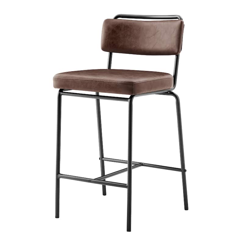 NPD Furniture Zander Faux Leather Counter Stool (Set of 4) - Toasted Dark Brown