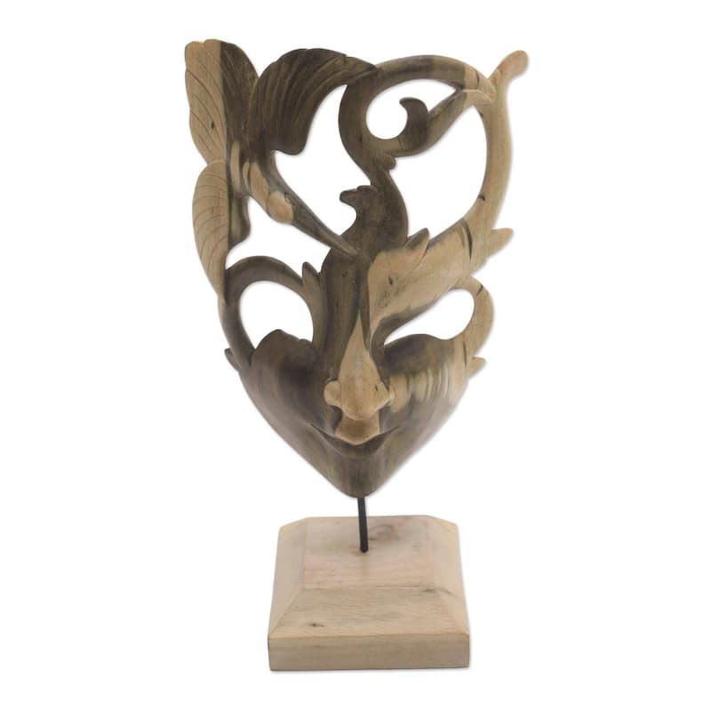 Novica Balinese Dancer Wood mask - 12.25" H x 4.1" W x 4.1" D