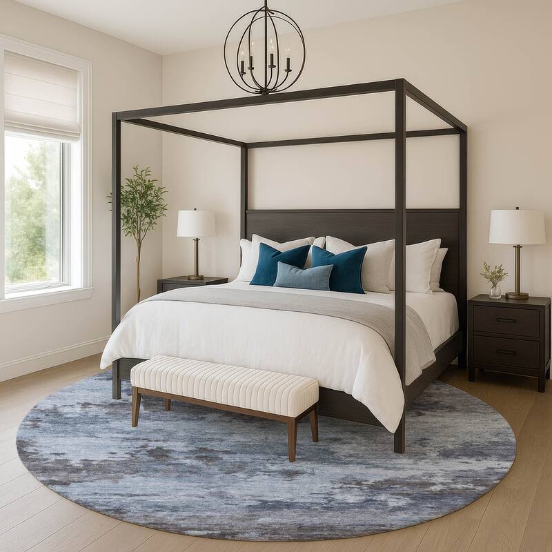 Premium Washable Super Soft Modern Chic Mayfield Rug - Blue - 8' x 8'