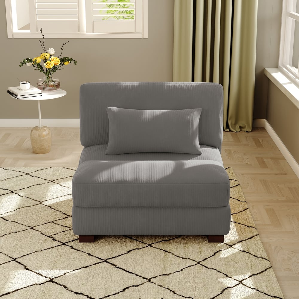 Modern Corduroy Modular Couch Sectional Sofa With Pillows